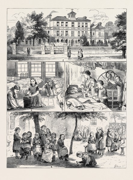 A VISIT TO THE NATIONAL ORPHAN HOME, HAM COMMON, SURREY: 1. View of the Home from the Common. 2.