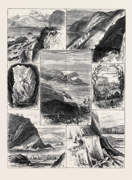 A VISIT TO ILFRACOMBE, 1. View from the Hotel Garden. 2. The Torrs. 3. Briery Cave, Watermouth. 4.