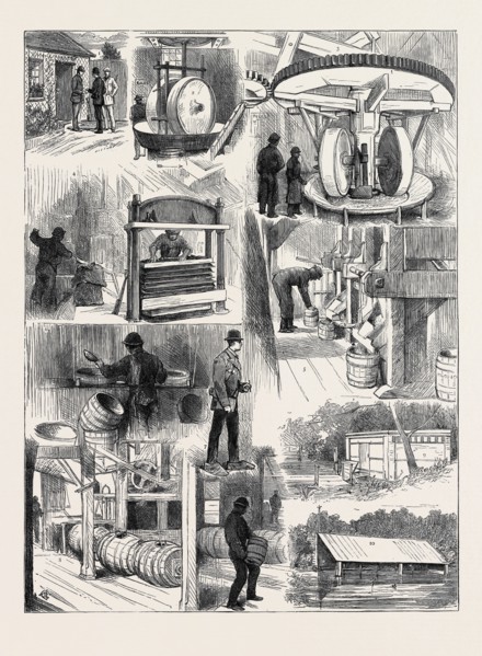 THE MANUFACTURE AND STORAGE OF GUNPOWDER: 1. Giving up our Matches at Entrance. 2. Sulphur Grinding