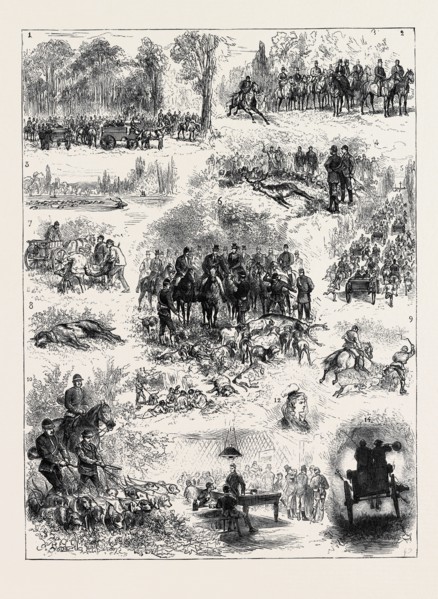 VISIT OF THE PRINCE OF WALES TO FRANCE, THE STAG HUNT AT CHANTILLY; 1. The Rendezvous. 2. The Hunt.