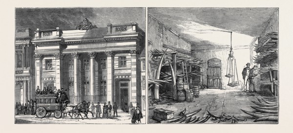 LEFT IMAGE: THE CUTLERS' HALL, RIGHT IMAGE: THE IVORY ROOM AT THE WORKS OF MESSRS. RODGERS AND SONS