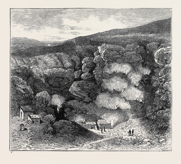 SKETCHES IN THE LIPARI ISLANDS: INTERIOR OF GREAT CRATER, VULCANO, WITH CHAMBERS OF CONDENSATION,