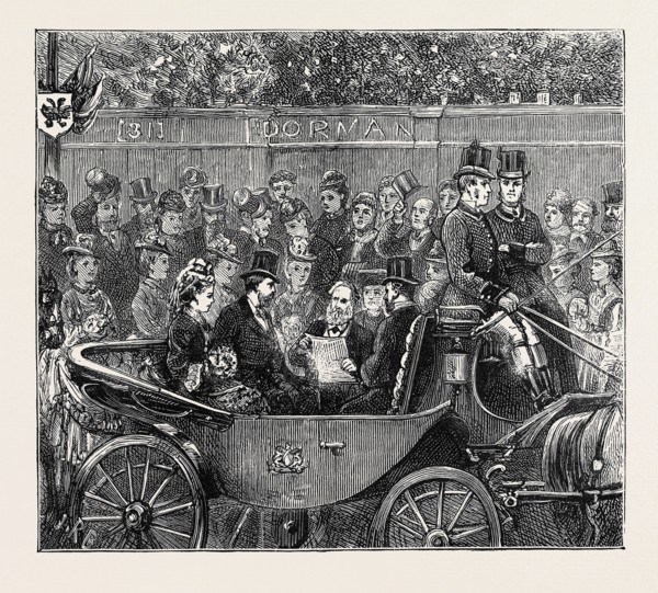 THE DUKE AND DUCHESS OF EDINBURGH AT ASHFORD: READING THE ADDRESS, DECEMBER 5, 1874