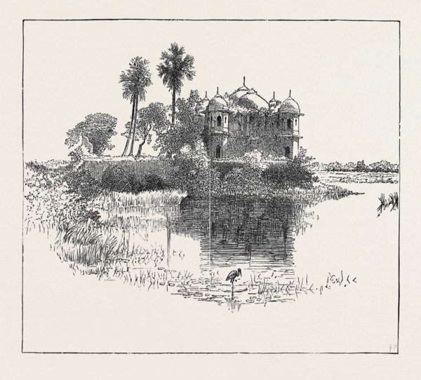 SKETCHES OF ANCIENT BUILDINGS AT DACCA, BENGAL: RUINS OF THE SATH MUSJID OR SEVEN-DOMED TEMPLE