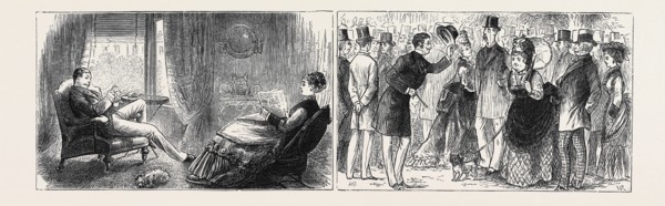 MARRIAGE BY ADVERTISEMENT: LEFT IMAGE: HATCHING THE PLOT, RIGHT IMAGE: AT THE BAND IN MERRION