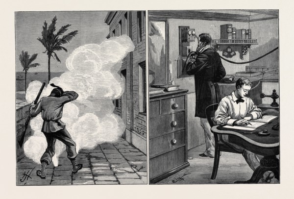 EGYPT; ALEXANDRIA, DEFENCE PREPARATIONS AT THE WATERWORKS: STEAM JETS OUTSIDE THE BOILER ROOM