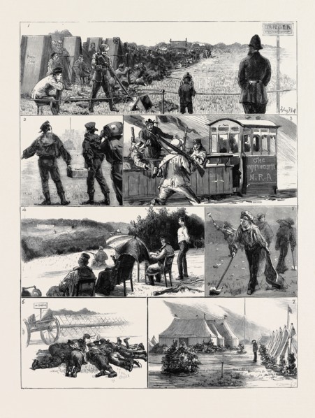 IN CAMP AT WIMBLEDON: 1. A Blow Out for Threepence; 2. Ammunition; 3. The Running Man (No. 1):