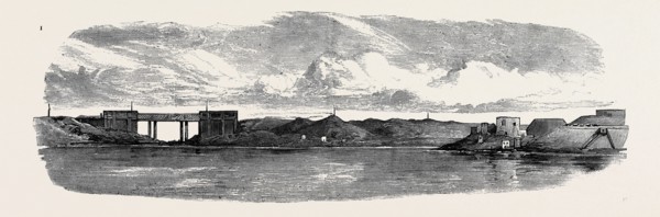 THE WAR IN EGYPT: THE ABOUKIR FORTS; Railway Bridge on the Alexandria and Rosetta Line