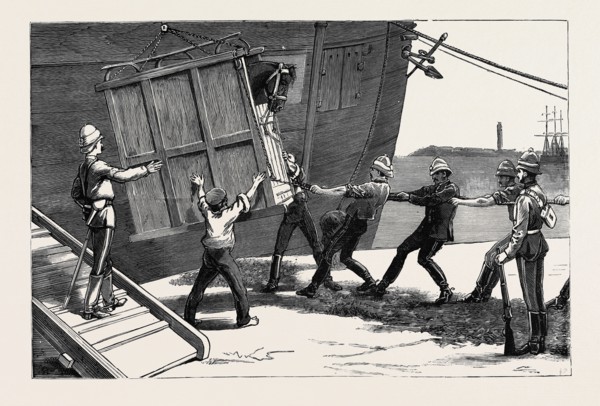 THE WAR IN EGYPT: THE LANDING OF THE LIFE GUARDS AT ALEXANDRIA