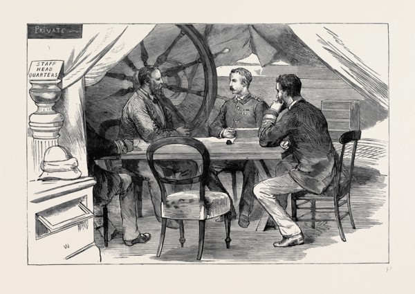 THE WAR IN EGYPT: A COUNCIL OF WAR ON BOARD H.M.S. "HELICON"