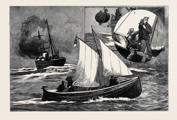 SEVEN HUNDRED MILES IN THE "BERTHON" COLLAPSIBLE LIFEBOAT: 1. Lowering the Boat from the Royal Mail