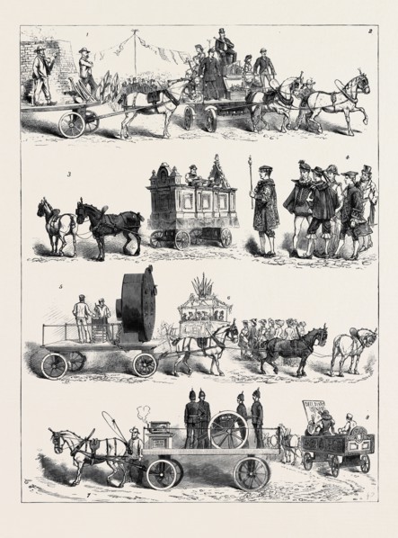 THE PRESTON GUILD FESTIVAL, THE TROPHIES IN THE TRADES PROCESSION: 1. The Brickmakers; 2. The