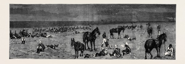 THE WAR IN EGYPT: A FORCE OF 150 BLUE JACKETS AWAITING DAYLIGHT TO ATTACK FORT GHEMILEH, 4.30 A.M.,