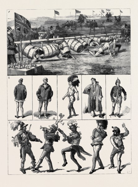 VOLUNTEER ATHLETIC SPORTS AT PORTSMOUTH: 1. The Obstacle Race; 2. Irregular Uniform of the