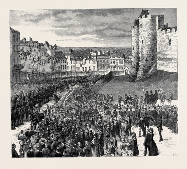 THE RETURN OF THE TROOPS FROM EGYPT: THE RECEPTION OF THE SECOND LIFE GUARDS AT WINDSOR, THE MAYOR