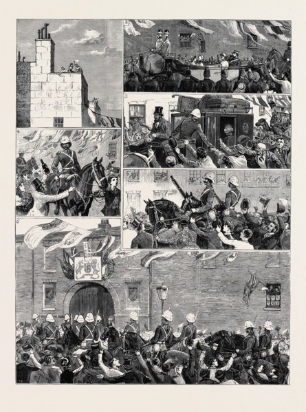 THE RETURN OF THE TROOPS FROM EGYPT, SCENES IN THE STREETS DURING THE MARCH OF THE ROYAL HORSE