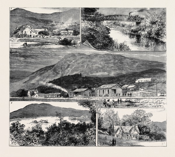 THE NEW ABERFOYLE RAILWAY, SCOTLAND: 1. Aberfoyle, Showing the Bailie Nicol Jarvie Inn and the
