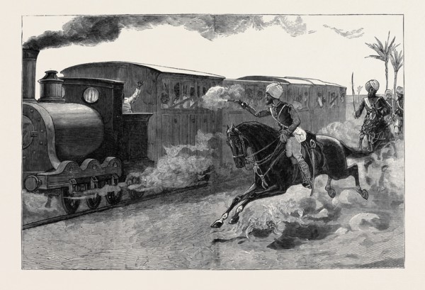 WITH THE INDIAN CONTINGENT IN EGYPT: THE BENGAL CAVALRY CAPTURING RETREATING TRAINS AFTER THE