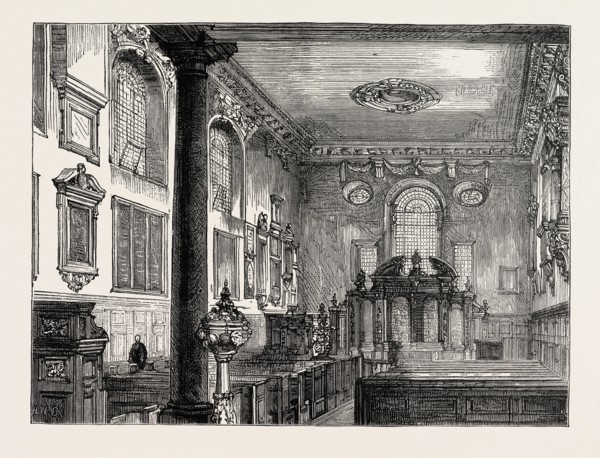 INTERIOR OF ST. OLAVE'S, OLD JEWRY, LONDON