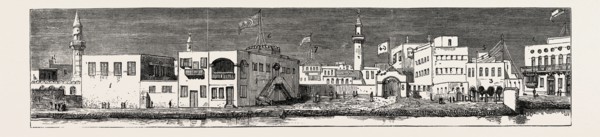 THE REBELLION IN THE SOUDAN (SUDAN): THE LANDING PLACE AT SUAKIM; 1. Governor's House. 2. Custom