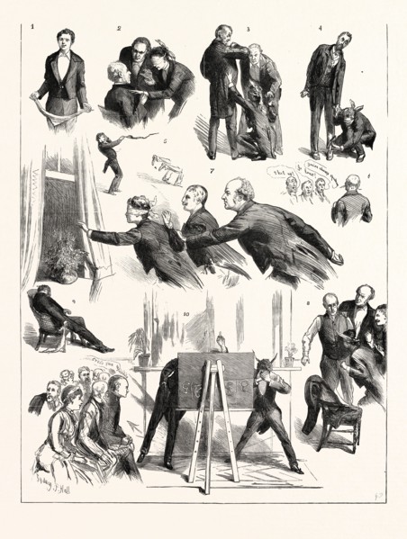 HIDE AND SEEK AT WESTMINSTER, LONDON, "THOUGHT-READING" BY MR. IRVING BISHOP; 1. Mr. Bishop,