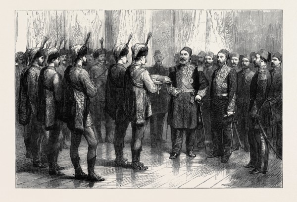 THE EASTERN QUESTION: THE DEPUTATION OF HUNGARIAN STUDENTS PRESENTING A SWORD OF HONOUR TO THE
