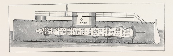 CLEOPATRA'S NEEDLE: PROPOSED SCHEME FOR TRANSPORTING THE MONUMENT TO ENGLAND: LONGITUDINAL SECTION