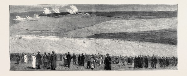 THE VOLUNTEER REVIEW AT DUNSTABLE ON EASTER MONDAY: DISTANT VIEW OF THE BATTLE