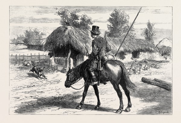THE WAR IN THE EAST, "WITH THE COSSACKS": AN ADVANCE GUARD IN A ROMANIAN VILLAGE: "IS ANY ONE AT