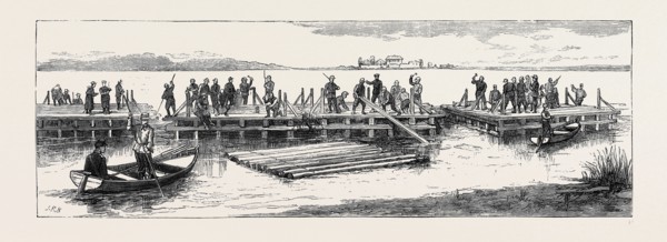 THE WAR IN THE EAST, WITH THE RUSSIANS ON THE DANUBE: MAKING RAFTS ON THE DANUBE, NEAR GALATZ