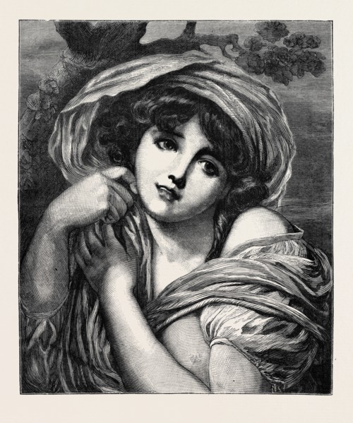 HEAD OF A GIRL, BY GREUZE, 1870