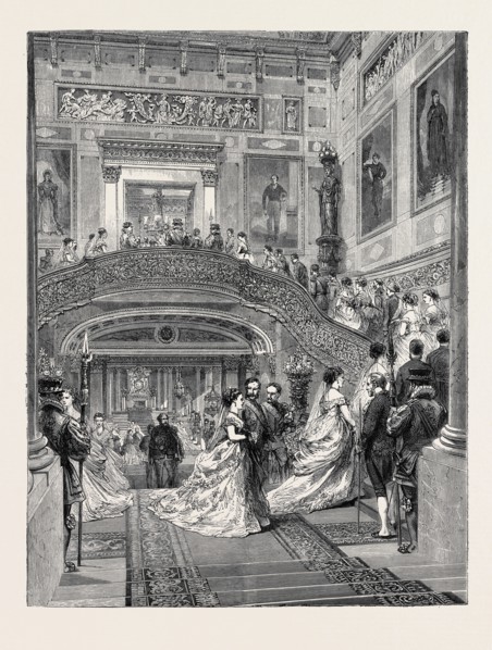 THE STAIRCASE AT BUCKINGHAM PALACE, LONDON, 1870