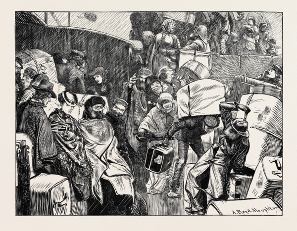 THE EMBARCATION ON A SHIP BOUND FOR AMERICA, 1870