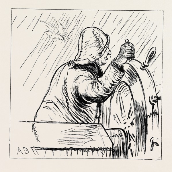 ON THE ATLANTIC STEAMER: THE MAN AT THE WHEEL, 1870