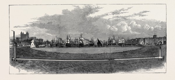THE THAMES SUBWAY, SECTION; The new subway running from Tower Hill to Vine Street, Tooley Street,