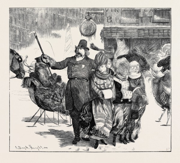POLICE CONVOY IN BOSTON, 1870