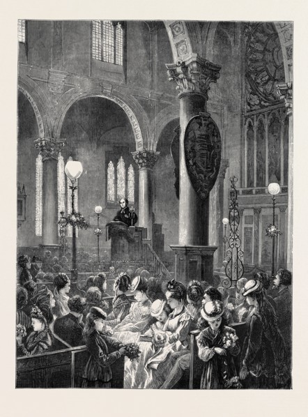FLOWER SERMON AT ST. KATHERINE CREE, LEADENHALL STREET, 1870