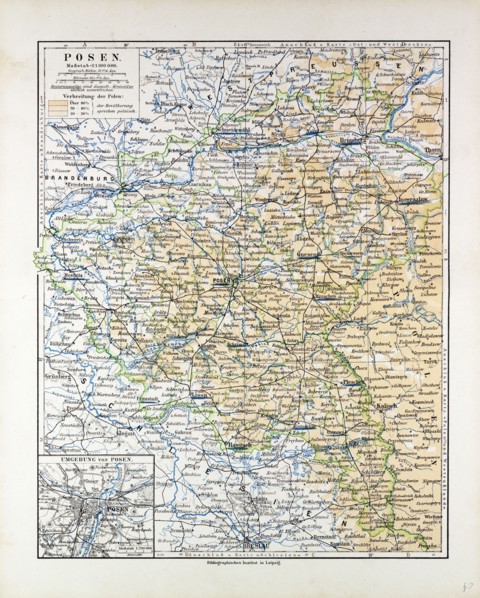 MAP OF POSEN (POZNAN), POLAND, 1899