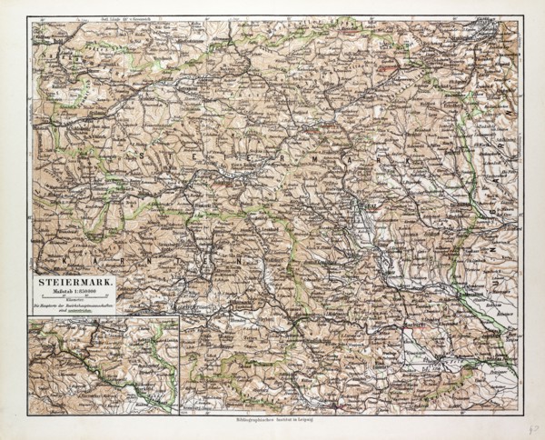 MAP OF STEIERMARK, AUSTRIA, 1899