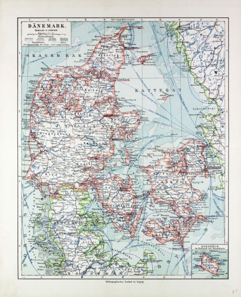 MAP OF DENMARK, 1899