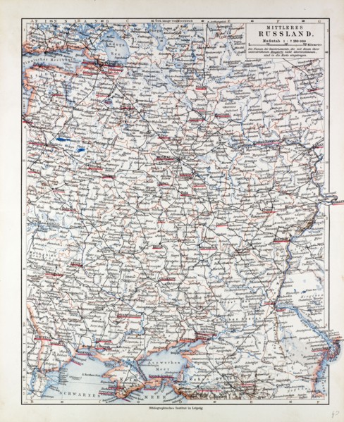 MAP OF CENTRAL RUSSIA, 1899