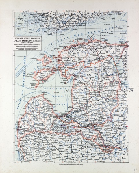MAP OF ESTLAND, LETLAND, LITHUANIA, 1899