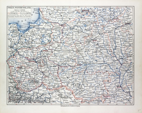 MAP OF POLAND, BELARUS AND UKRAINE, 1899