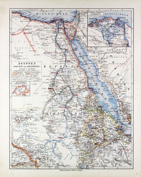 MAP OF EGYPT, SUDAN, 1899