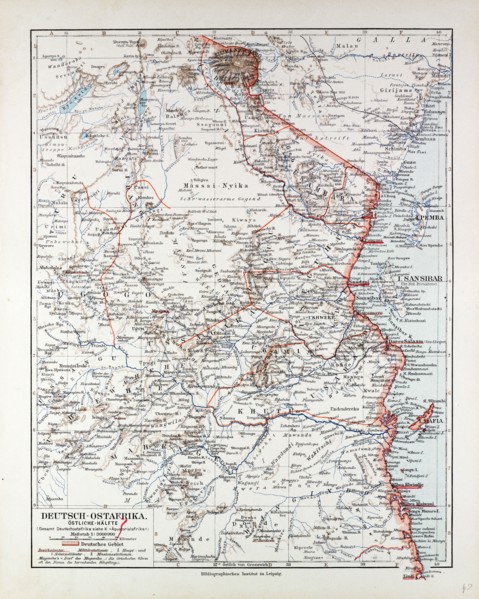 MAP OF TANZANIA, KILIMANJARO, 1899