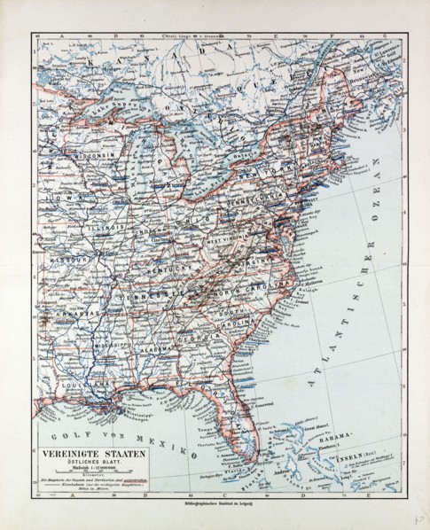 MAP OF THE EASTERN PART OF THE UNITED STATES OF AMERICA, 1899