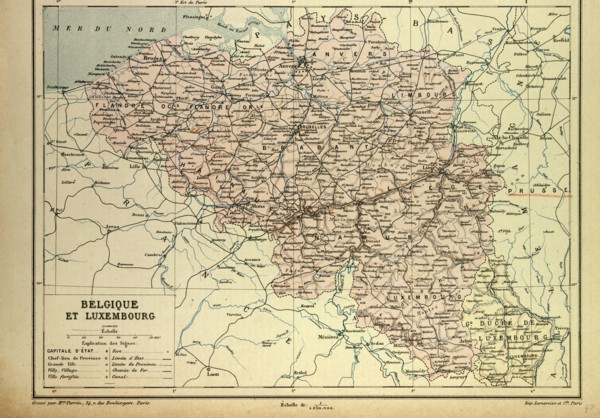 MAP OF BELGIUM AND LUXEMBURG