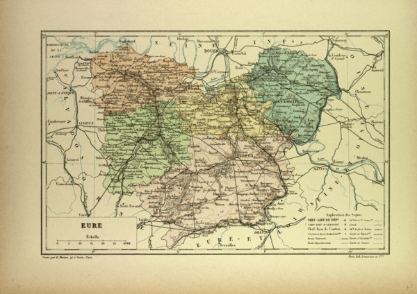 MAP OF EURE, FRANCE