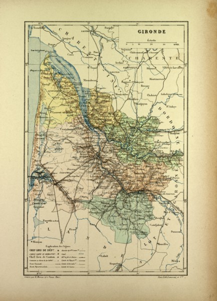 MAP OF GIRONDE, FRANCE