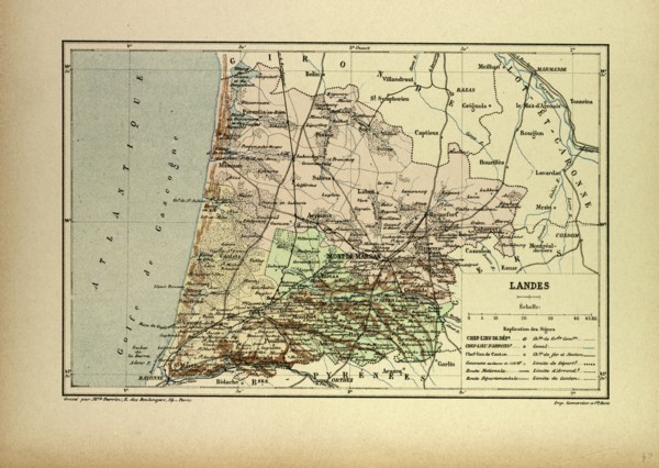 MAP OF LANDES, FRANCE